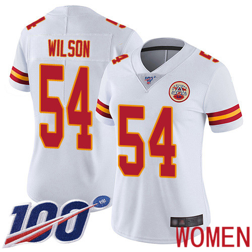 Women Kansas City Chiefs #54 Wilson Damien White Vapor Untouchable Limited Player 100th Season Nike NFL Jersey->women nfl jersey->Women Jersey